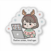 Festive Screen Tired Eyes Sticker Funny Christmas (Devant)