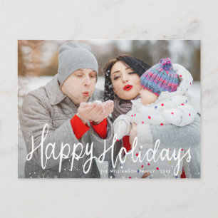 Festive script prettige feestdagen foto briefkaart