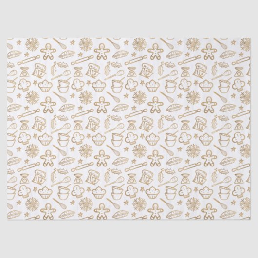 Festive Shimmering Gold Kerstmis Baking Pattern Tissuepapier (Voorkant)