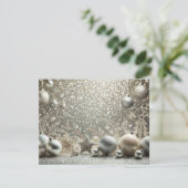 Festive Silver Glitter with Christmas Elements Feestdagenkaart (Staand voorkant)