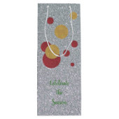 Festive Silver Gold en Red Holiday Wijn Cadeautas (Achterkant)