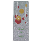 Festive Silver Gold en Red Holiday Wijn Cadeautas (Voorkant)