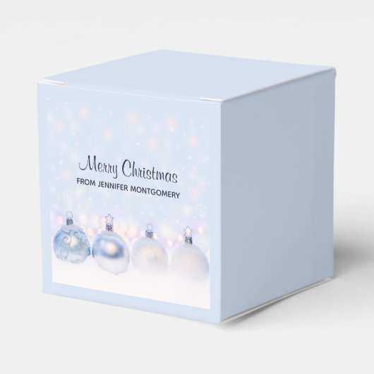 Festive Silver-kerstballen op sneeuw Bedankdoosjes (Voorkant Zijde)