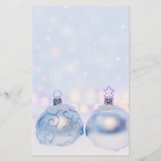 Festive Silver-kerstballen op sneeuw Briefpapier (Voorkant)