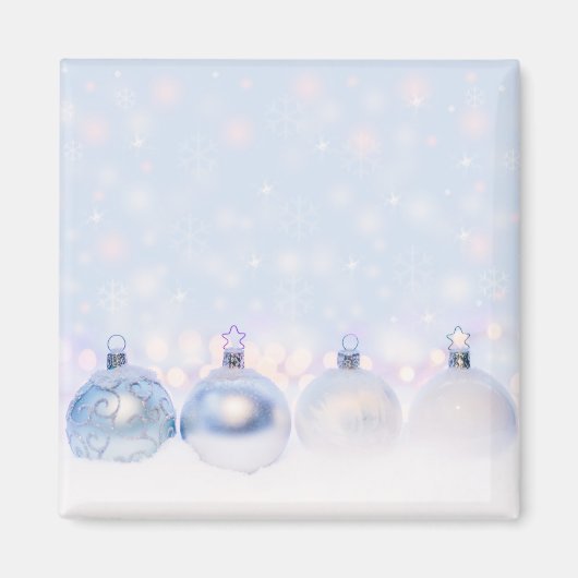 Festive Silver-kerstballen op sneeuw Magneet (Voorkant)