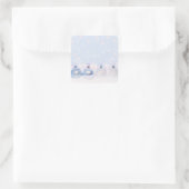 Festive Silver-kerstballen op sneeuw Vierkante Sticker (Tas)