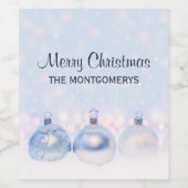 Festive Silver-kerstballen op sneeuw Wijn Etiket (Enkel label)