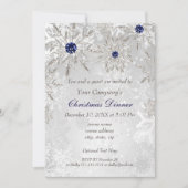 Festive Silver Navy Holiday Party Invite Kaart (Voorkant)