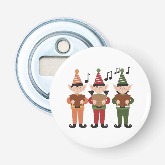 Festive Singing Elfs Button Flesopener (Voorkant)