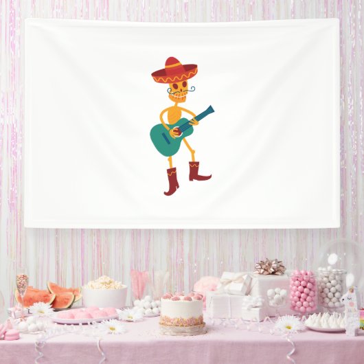 Festive Skeleton Guitar Player Spandoek (Feest)
