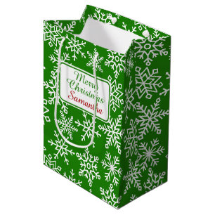 Festive Snowflake Green Kerstmis Medium Cadeauzakje