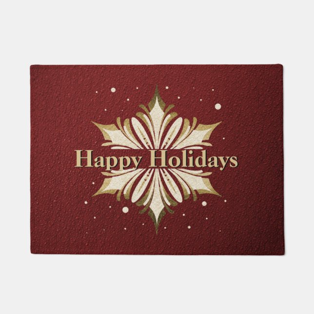 Festive Snowflake Holiday Greeting door Mat (Voorkant)