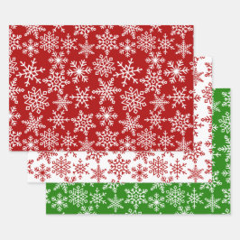 Festive Snowflake Red Green kerst Inpakpapier Vel