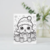 Festive Snowkid enfants colorier Carte postale (Debout devant)