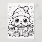 Festive Snowkid enfants colorier Carte postale (Devant)