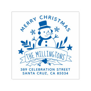 Festive Snowman Banner-kerstterugzendadres Zelfinktende Stempel