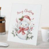 Festive Snowman Christmas Pedestal Sign Reclamebord Met Voetstuk (Insitu)
