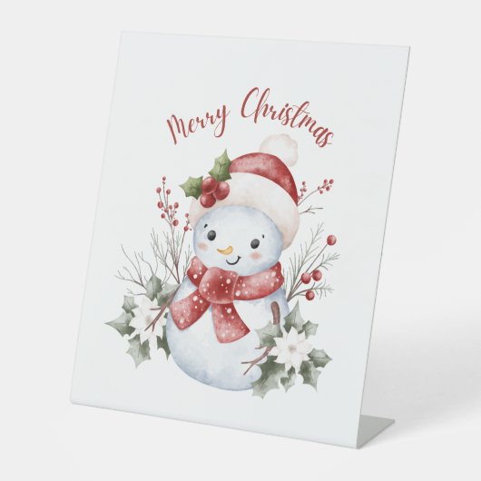 Festive Snowman Christmas Pedestal Sign Reclamebord Met Voetstuk (Voorkant)