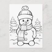 Festive Snowman enfants colorier carte postale (Devant)