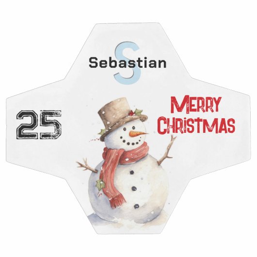 Festive Snowman Monogramme Joyeux Noël (Plat)