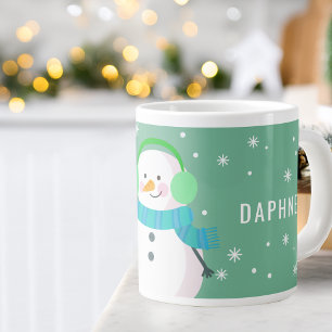 Festive Snowman Snowflake Kerstmis op persoonlijke Extra Grote Beker