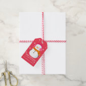 Festive Snowman Snowflakes Personeel Cadeaulabel (Met Touw)