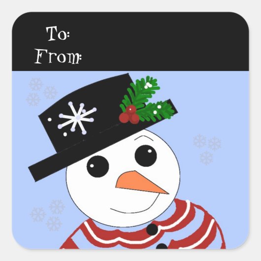 Festive Snowman Vierkante Sticker (Voorkant)