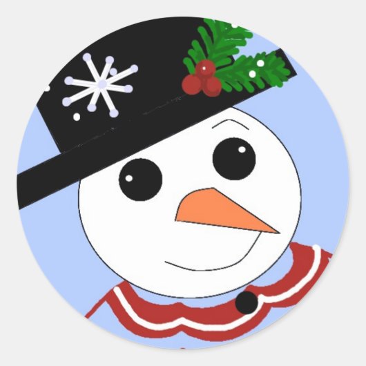 Festive Snowmen Ronde Sticker (Voorkant)
