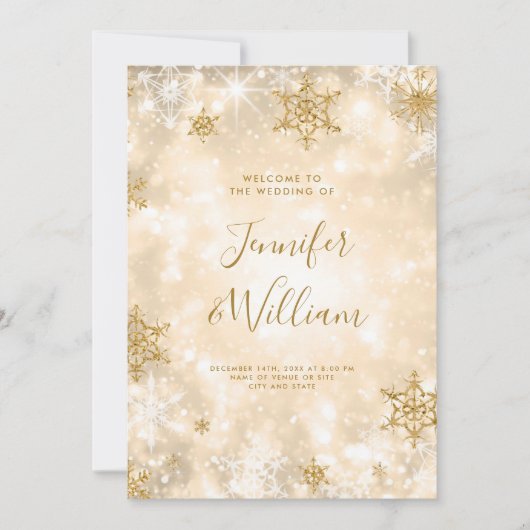 Festive Sparkle Gold Programme de mariage d'hiver (Devant)