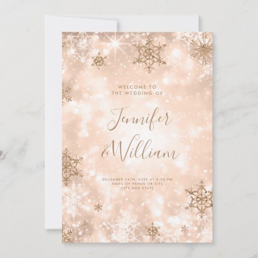 Festive Sparkle Rose Gold Programme de mariage d'h (Devant)