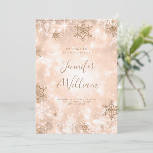Festive Sparkle Rose Gold Programme de mariage d'h (Debout devant)