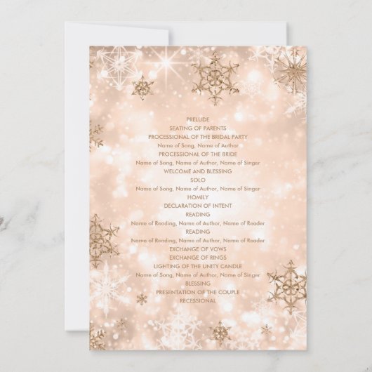 Festive Sparkle Rose Gold Programme de mariage d'h (Dos)