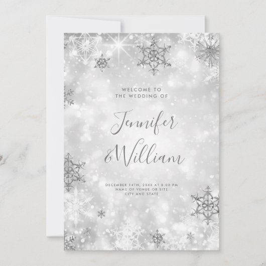 Festive Sparkle Silver Programme de mariage d'hive (Devant)