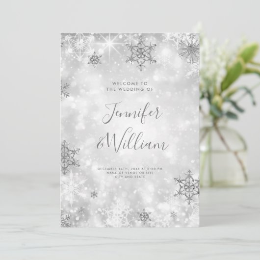Festive Sparkle Silver Programme de mariage d'hive (Debout devant)