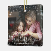 Festive Sparkles Blessed Kerstfeestdag Foto Keramisch Ornament (Links)