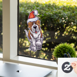 Festive St. Bernard Window Cling Raamsticker