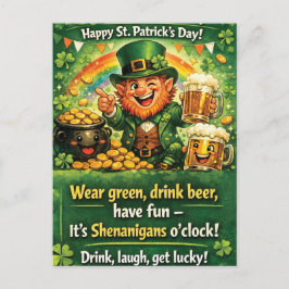 Festive St. Patrick's Day Leprechaun Greeting Briefkaart