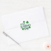 Festive St. Patrick's Day with Shamrock Border Ronde Sticker (Envelop)