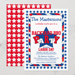 Festive Stars and Stripes Patriotic Labour Day BBQ Kaart