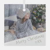 Festive Stars kerstfamilie Keepomwille Foto Glas Ornament (Voorkant)