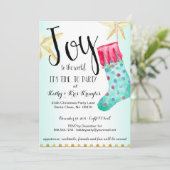 Festive Stocking & Stars Holiday Party Uitnodiging (Staand voorkant)