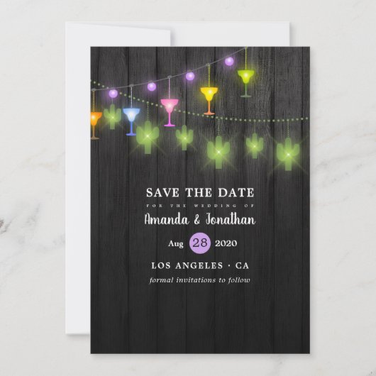 Festive String Lights Cinco de Mayo Fiesta Wedding Save The Date (Voorkant)