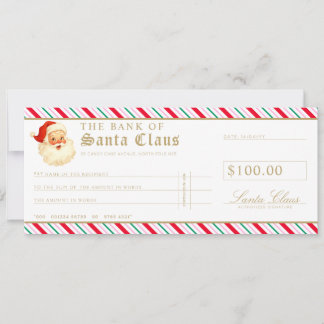 Festive Stripe Santa Cheque Gift Voucher Card Kaart