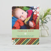 Festive Stripes Holiday Photo Faire-part de naissa (Debout devant)