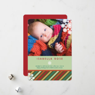 Festive Stripes Holiday Photo Faire-part de naissa