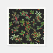 Festive  Style Holly-Black Achtergrond Servet (Voorkant)