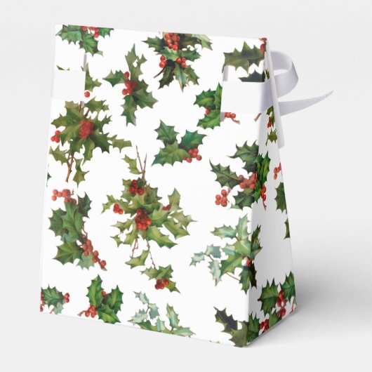 Festive Style Holly-White Background Bedankdoosjes (Achterkant)