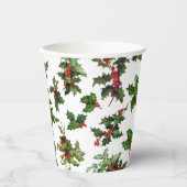 Festive  Style Holly-White Background Papieren Bekers (Voorkant)