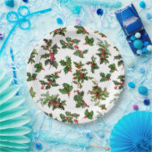 Festive  Style Holly-White Background Papieren Bordje (Feest)
