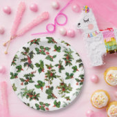 Festive  Style Holly-White Background Papieren Bordje (Feest)